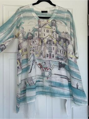 INOAH Walking Buddies Lightweight Tunic Wearable Art Size small